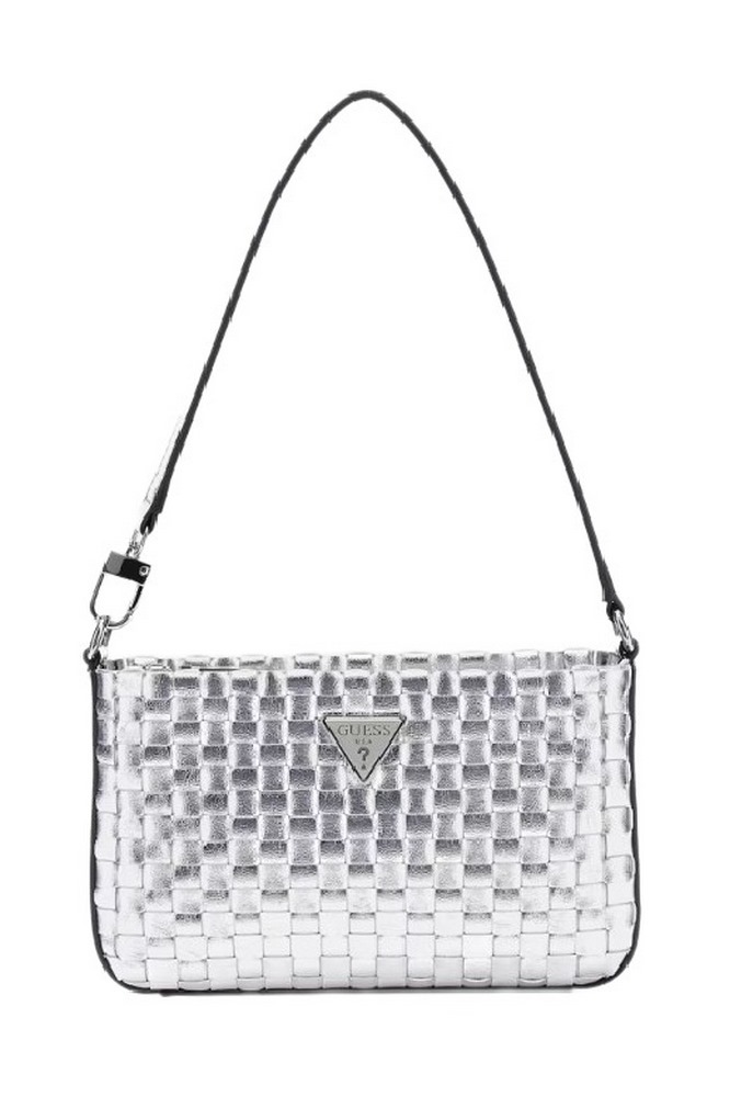 GUESS TWILLER MINI TOP ZIP SHOULDER ΤΣΑΝΤΑ ΓΥΝΑΙΚΕΙΑ SILVER