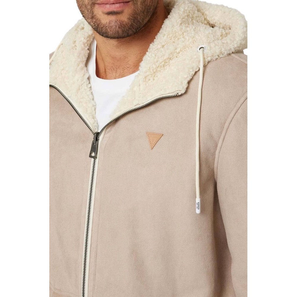 GUESS REVERSIBLE HOODED JA ΜΠΟΥΦΑΝ ΑΝΔΡΙΚΟ ECRU