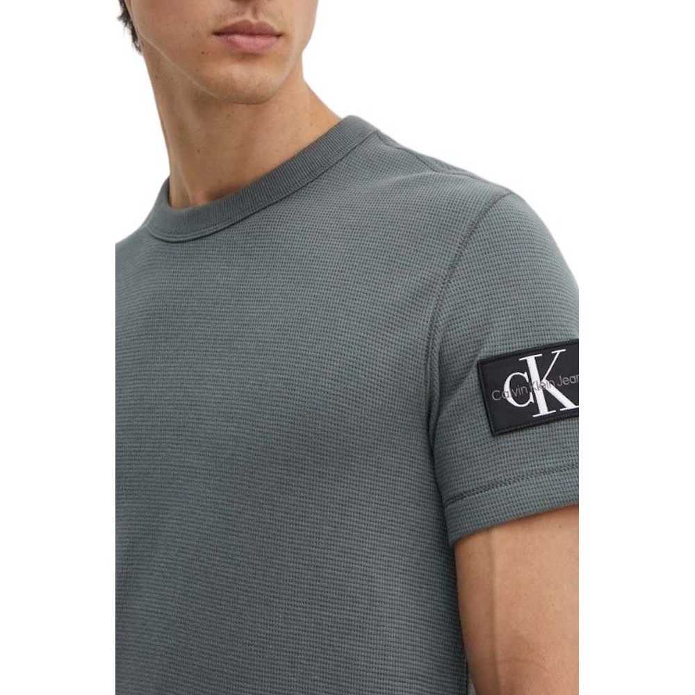 CALVIN KLEIN JEANS BADGE WAFFLE TEE TSHIRT ΑΝΔΡΙΚΟ ENDLESS GREY