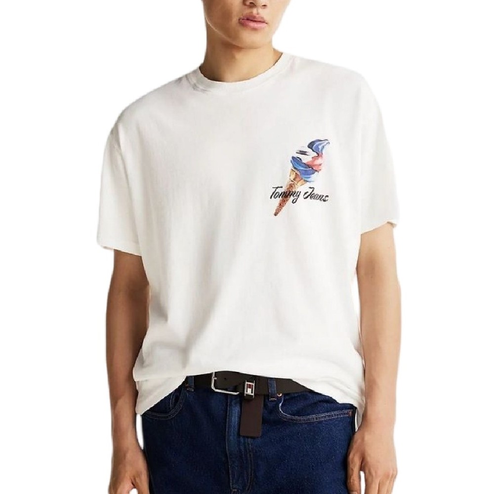 TOMMY JEANS RLX NOVELTY 2 GMD TEE T-SHIRT ΜΠΛΟΥΖΑ ΑΝΔΡΙΚΗ IVORY