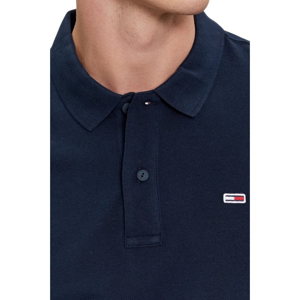 TOMMY JEANS SLIM PLACKET LS POLO ΜΠΛΟΥΖΑ ΑΝΔΡΙΚΗ NAVY