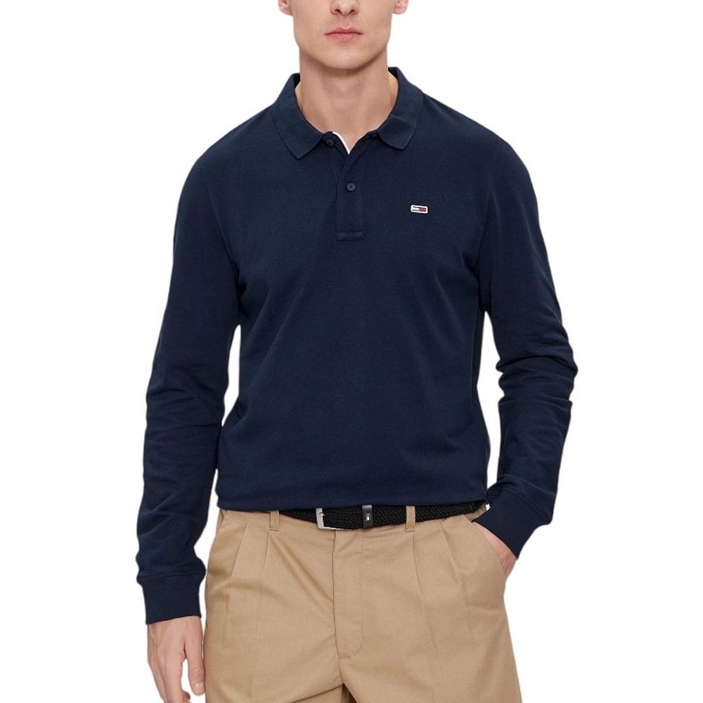 TOMMY JEANS SLIM PLACKET LS POLO ΜΠΛΟΥΖΑ ΑΝΔΡΙΚΗ NAVY