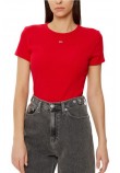 TOMMY JEANS SLIM ESSENTIAL RIB SS EXT T-SHIRT ΜΠΛΟΥΖΑ ΓΥΝΑΙΚΕΙΑ RED