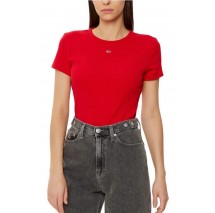 TOMMY JEANS SLIM ESSENTIAL RIB SS EXT T-SHIRT ΜΠΛΟΥΖΑ ΓΥΝΑΙΚΕΙΑ RED