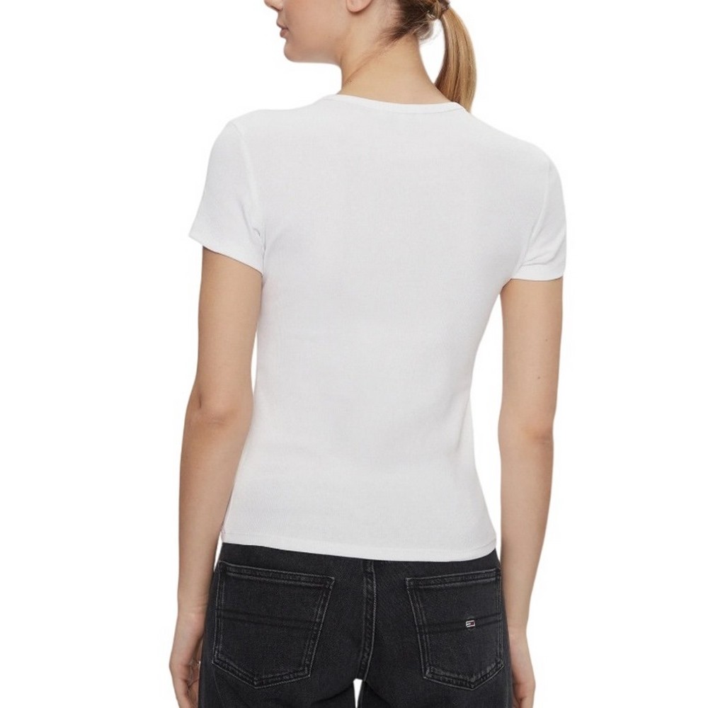 TOMMY JEANS SLIM ESSENTIAL RIB SS EXT T-SHIRT ΜΠΛΟΥΖΑ ΓΥΝΑΙΚΕΙΑ WHITE