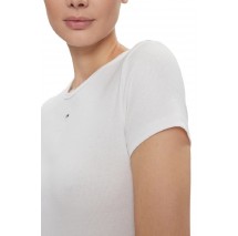 TOMMY JEANS SLIM ESSENTIAL RIB SS EXT T-SHIRT ΜΠΛΟΥΖΑ ΓΥΝΑΙΚΕΙΑ WHITE