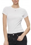 TOMMY JEANS SLIM ESSENTIAL RIB SS EXT T-SHIRT ΜΠΛΟΥΖΑ ΓΥΝΑΙΚΕΙΑ WHITE