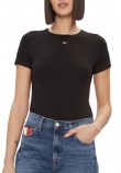 TOMMY JEANS SLIM ESSENTIAL RIB SS EXT T-SHIRT ΜΠΛΟΥΖΑ ΓΥΝΑΙΚΕΙΑ BLACK