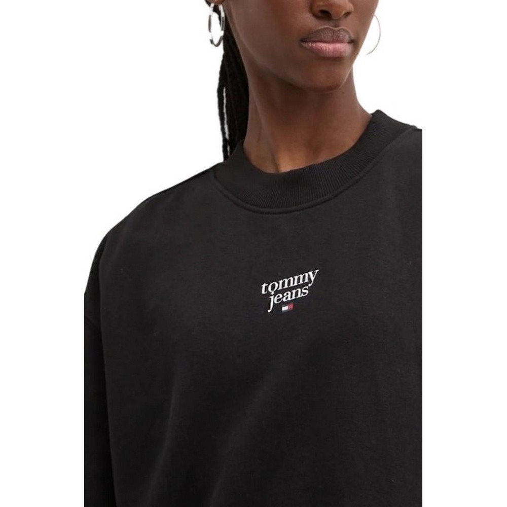 TOMMY JEANS ESSENTIAL LOGO 1 CREW ΜΠΛΟΥΖΑ ΦΟΥΤΕΡ ΓΥΝΑΙΚΕΙΟ BLACK