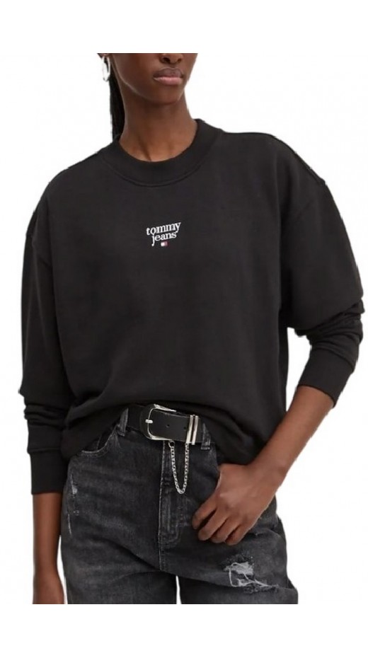 TOMMY JEANS ESSENTIAL LOGO 1 CREW ΜΠΛΟΥΖΑ ΦΟΥΤΕΡ ΓΥΝΑΙΚΕΙΟ BLACK