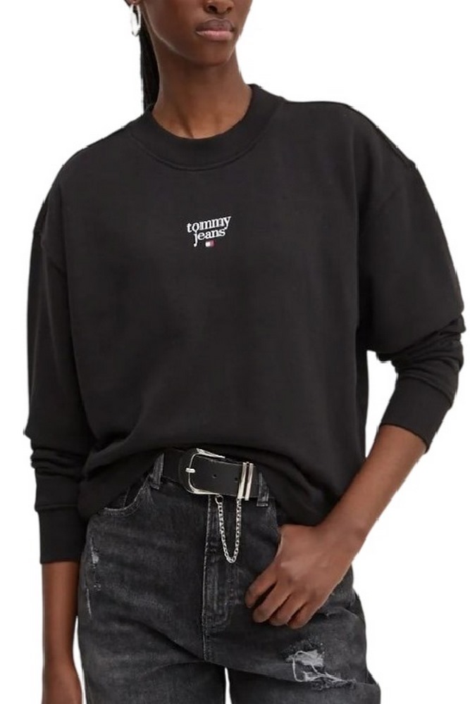 TOMMY JEANS ESSENTIAL LOGO 1 CREW ΜΠΛΟΥΖΑ ΦΟΥΤΕΡ ΓΥΝΑΙΚΕΙΟ BLACK