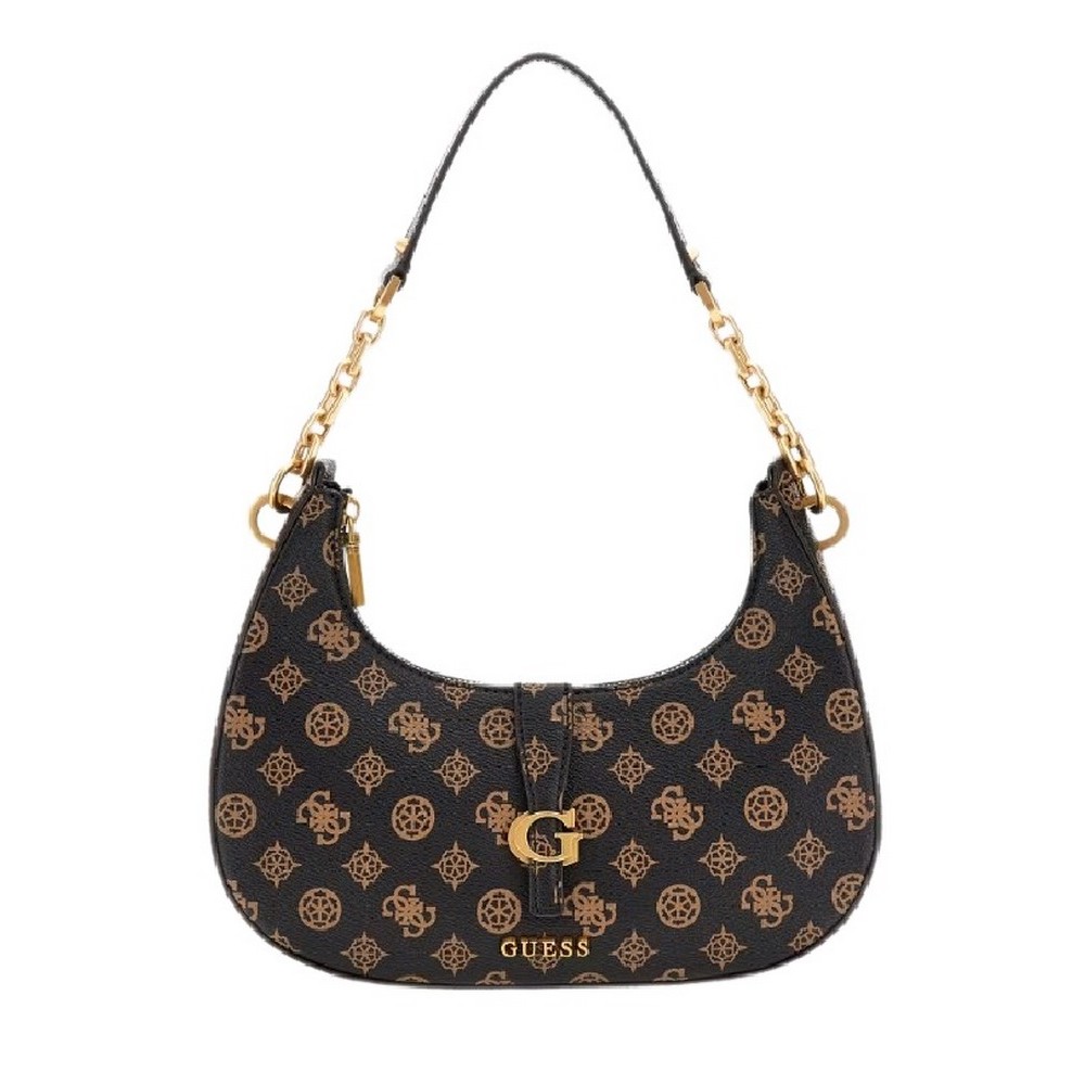 GUESS KUBA TOP ZIP SHOULDER BAG ΤΣΑΝΤΑ ΓΥΝΑΙΚΕΙΑ MOCHA