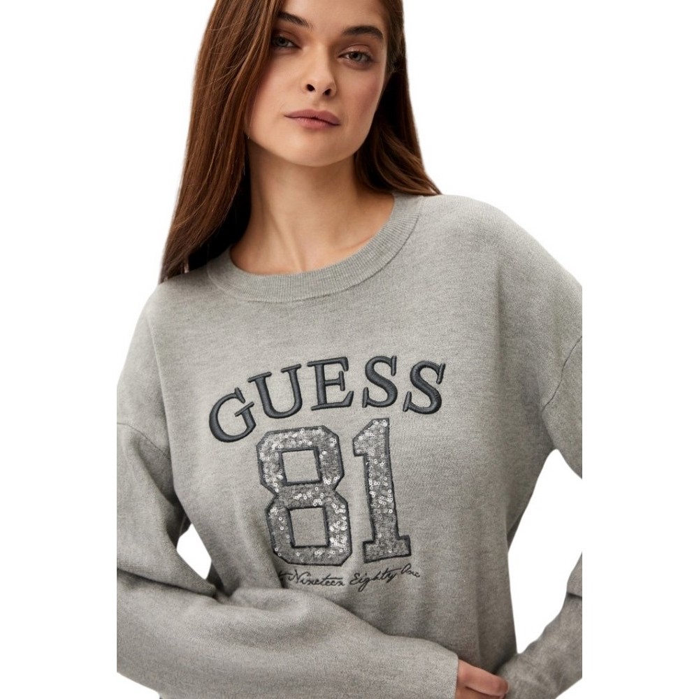 GUESS VIVIANA LOGO RN LS SWTR ΜΠΛΟΥΖΑ ΦΟΥΤΕΡ ΓΥΝΑΙΚΕΙΑ GREY