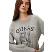 GUESS VIVIANA LOGO RN LS SWTR ΜΠΛΟΥΖΑ ΦΟΥΤΕΡ ΓΥΝΑΙΚΕΙΑ GREY