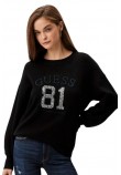 GUESS VIVIANA LOGO RN LS SWTR ΜΠΛΟΥΖΑ ΦΟΥΤΕΡ ΓΥΝΑΙΚΕΙΑ BLACK