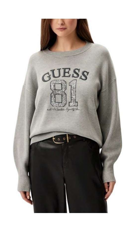 GUESS VIVIANA LOGO RN LS SWTR ΜΠΛΟΥΖΑ ΦΟΥΤΕΡ ΓΥΝΑΙΚΕΙΑ GREY