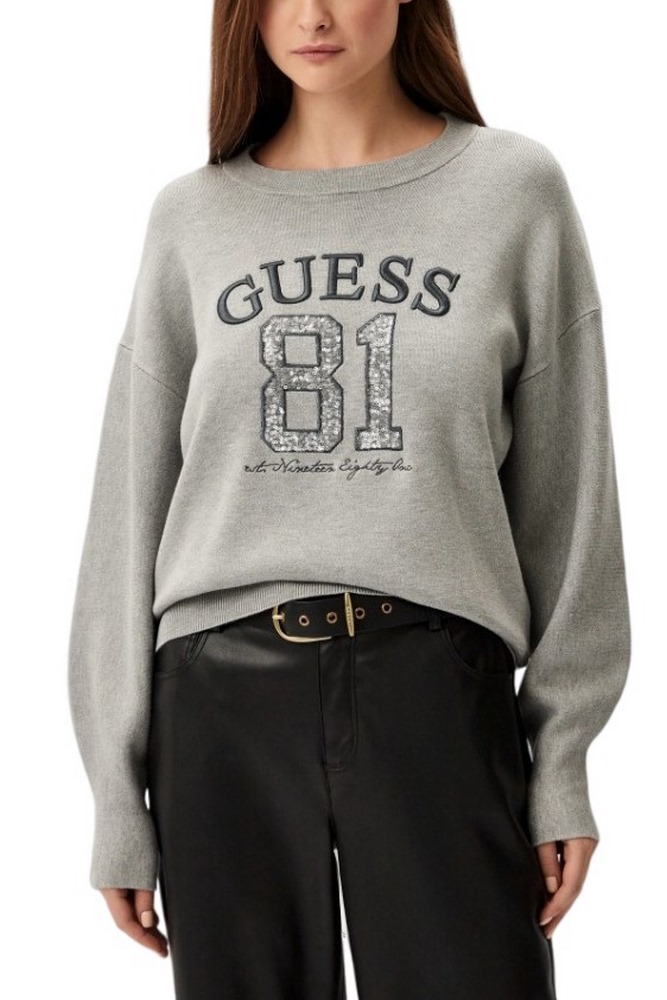 GUESS VIVIANA LOGO RN LS SWTR ΜΠΛΟΥΖΑ ΦΟΥΤΕΡ ΓΥΝΑΙΚΕΙΑ GREY