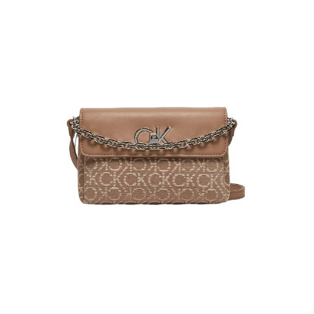 CALVIN KLEIN RE-LOCK MINI CROSSBODY BAG ΤΣΑΝΤΑ ΓΥΝΑΙΚΕΙΑ BEIGE