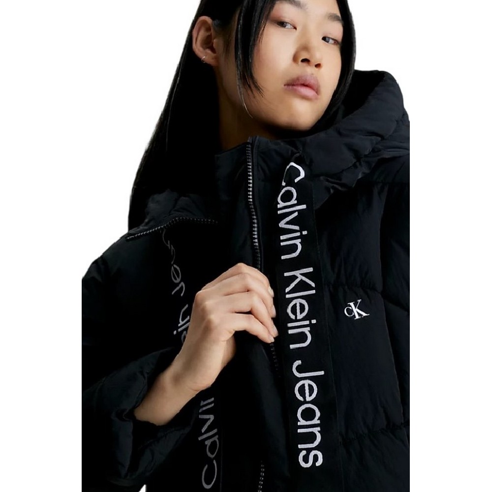 CALVIN KLEIN JEANS LOGO DRAWSTRING SHORT PUFFER ΜΠΟΥΦΑΝ ΓΥΝΑΙΚΕΙΟ BLACK