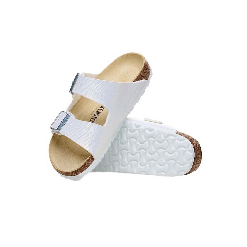 BIRKENSTOCK CLASSIC ARIZONA BF SHINY LIZARD NARROW SEASONAL ΠΑΝΤΟΦΛΑ ΓΥΝΑΙΚΕΙΑ WHITE