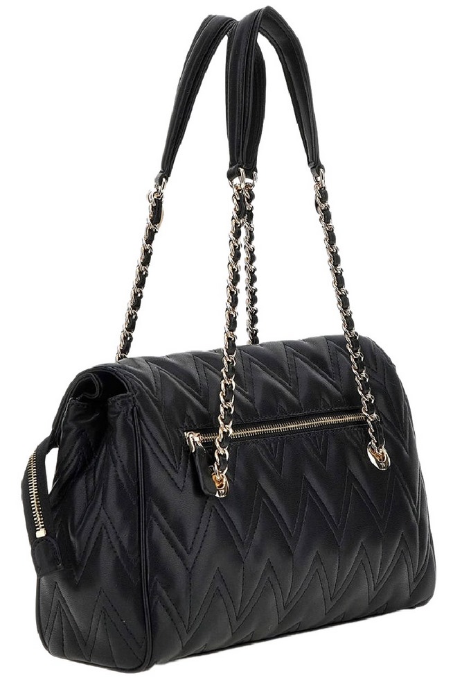 GUESS EDA 3 COMP SATCHEL ΤΣΑΝΤΑ ΓΥΝΑΙΚΕΙΑ BLACK