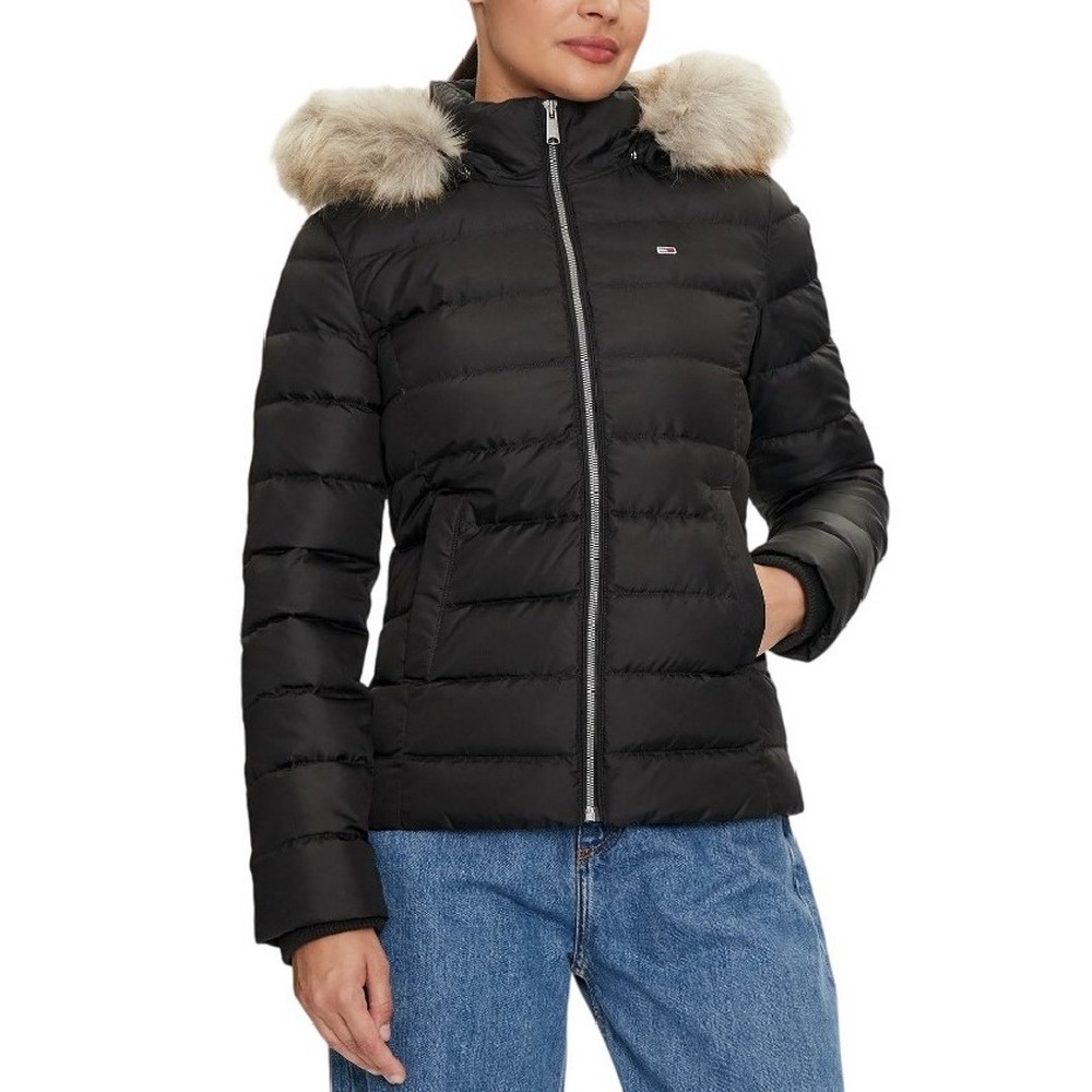 TOMMY HILFIGER BASIC HOODED DOWN JACKET ΜΠΟΥΦΑΝ ΓΥΝΑΙΚΕΙΟ BLACK