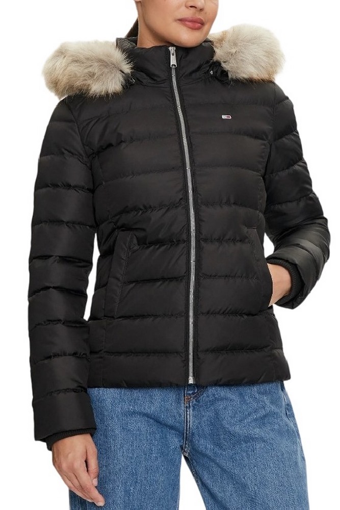 TOMMY HILFIGER BASIC HOODED DOWN JACKET ΜΠΟΥΦΑΝ ΓΥΝΑΙΚΕΙΟ BLACK