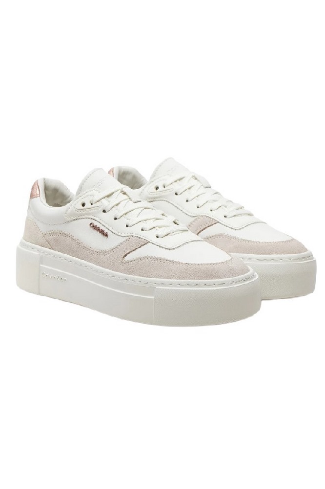 CALVIN KLEIN JEANS CUPSOLE LACE UP MIX ΠΑΠΟΥΤΣΙ ΓΥΝΑΙΚΕΙΟ WHITE