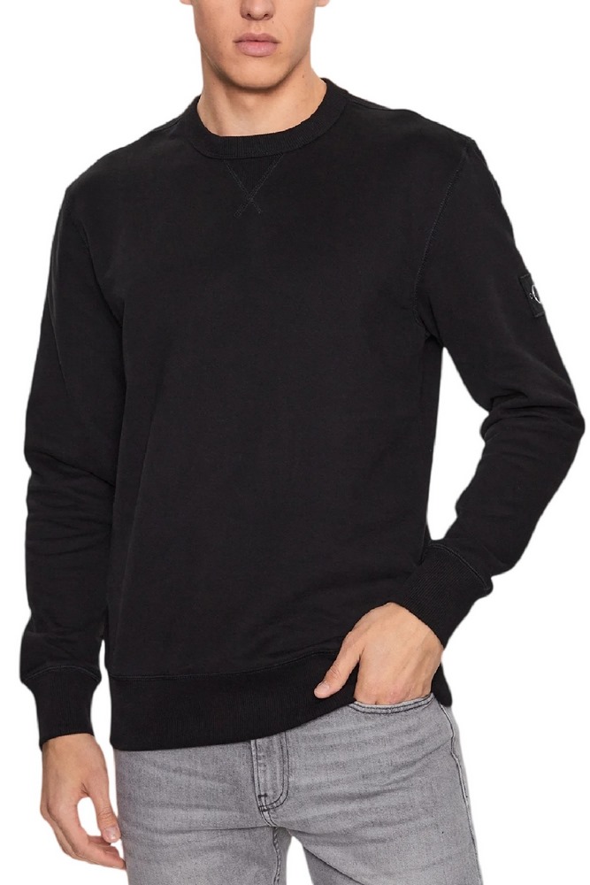 CALVIN KLEIN JEANS BADGE CREW NECK ΜΠΛΟΥΖΑ ΦΟΥΤΕΡ ΑΝΔΡΙΚΗ BLACK