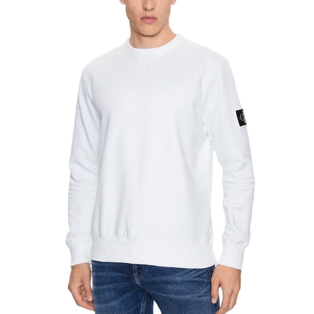 CALVIN KLEIN JEANS BADGE CREW NECK ΜΠΛΟΥΖΑ ΦΟΥΤΕΡ ΑΝΔΡΙΚΗ WHITE