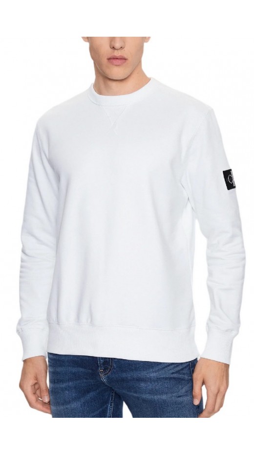 CALVIN KLEIN JEANS BADGE CREW NECK ΜΠΛΟΥΖΑ ΦΟΥΤΕΡ ΑΝΔΡΙΚΗ WHITE