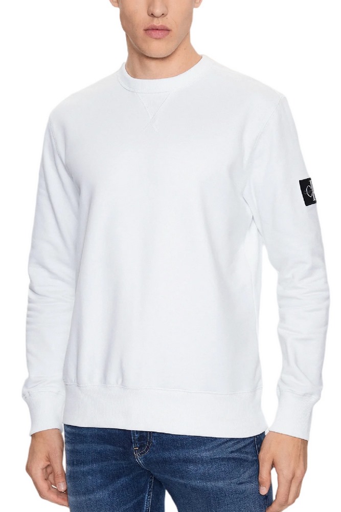 CALVIN KLEIN JEANS BADGE CREW NECK ΜΠΛΟΥΖΑ ΦΟΥΤΕΡ ΑΝΔΡΙΚΗ WHITE