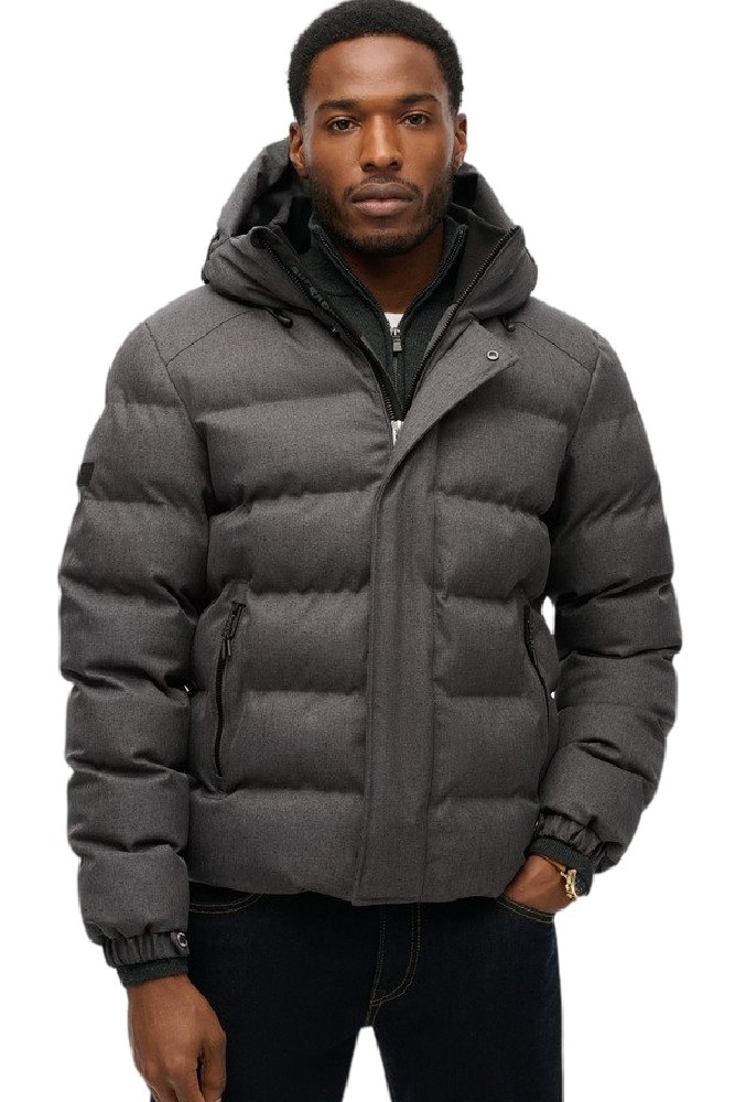 SUPERDRY D3 SDCD HOODED TWEED SPORTS PUFFER JKT ΜΠΟΥΦΑΝ ΑΝΔΡΙΚΟ GREY