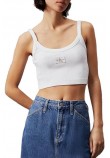 CALVIN KLEIN JEANS WOVEN LABEL RIB BRALETTE ΤΟΠ ΓΥΝΑΙΚΕΙΟ BRIGHT WHITE