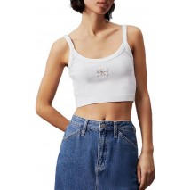 CALVIN KLEIN JEANS WOVEN LABEL RIB BRALETTE ΤΟΠ ΓΥΝΑΙΚΕΙΟ BRIGHT WHITE