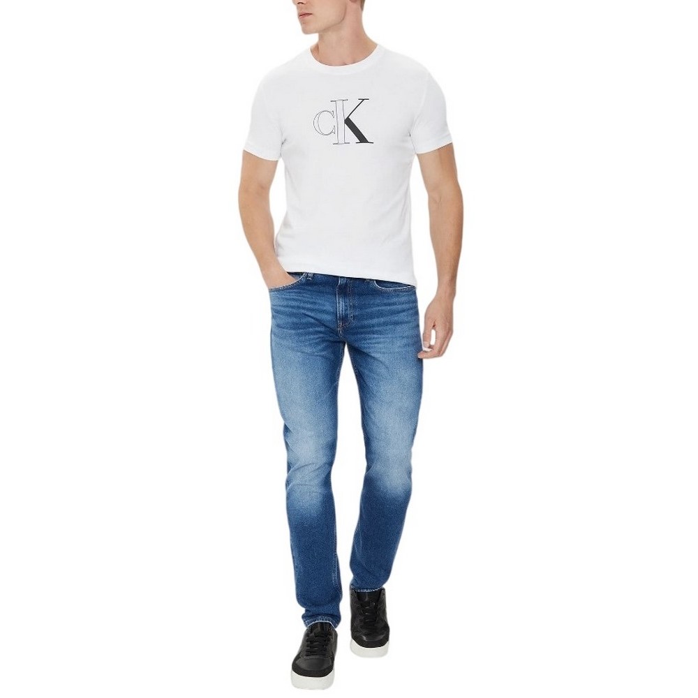 CALVIN KLEIN JEANS OUTLINE MONOLOGO T-SHIRT ΜΠΛΟΥΖΑ ΑΝΔΡΙΚΗ BRIGHT WHITE