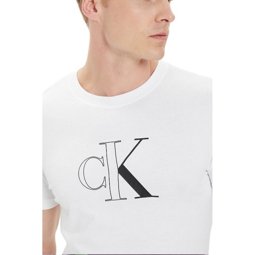 CALVIN KLEIN JEANS OUTLINE MONOLOGO T-SHIRT ΜΠΛΟΥΖΑ ΑΝΔΡΙΚΗ BRIGHT WHITE