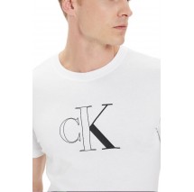 CALVIN KLEIN JEANS OUTLINE MONOLOGO T-SHIRT ΜΠΛΟΥΖΑ ΑΝΔΡΙΚΗ BRIGHT WHITE