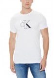 CALVIN KLEIN JEANS OUTLINE MONOLOGO T-SHIRT ΜΠΛΟΥΖΑ ΑΝΔΡΙΚΗ BRIGHT WHITE