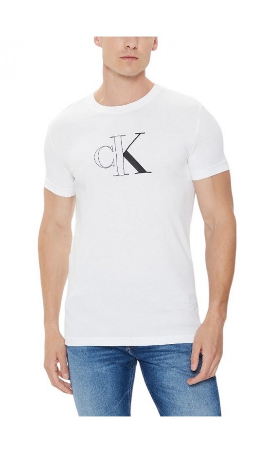 CALVIN KLEIN JEANS OUTLINE MONOLOGO T-SHIRT ΜΠΛΟΥΖΑ ΑΝΔΡΙΚΗ BRIGHT WHITE