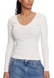 TOMMY JEANS SLIM ESSENTIAL RIB V LS ΜΠΛΟΥΖΑ ΓΥΝΑΙΚΕΙΑ WHITE