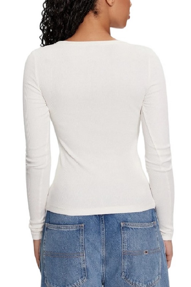 TOMMY JEANS SLIM ESSENTIAL RIB V LS ΜΠΛΟΥΖΑ ΓΥΝΑΙΚΕΙΑ WHITE