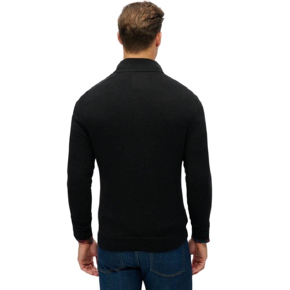 SUPERDRY D2 OVIN ESSENTIAL EMB KNIT HALF ZIP ΜΠΛΟΥΖΑ ΠΛΕΚΤΗ ΑΝΔΡΙΚΗ BLACK