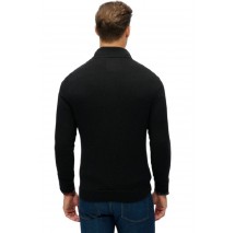 SUPERDRY D2 OVIN ESSENTIAL EMB KNIT HALF ZIP ΜΠΛΟΥΖΑ ΠΛΕΚΤΗ ΑΝΔΡΙΚΗ BLACK