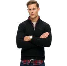 SUPERDRY D2 OVIN ESSENTIAL EMB KNIT HALF ZIP ΜΠΛΟΥΖΑ ΠΛΕΚΤΗ ΑΝΔΡΙΚΗ BLACK