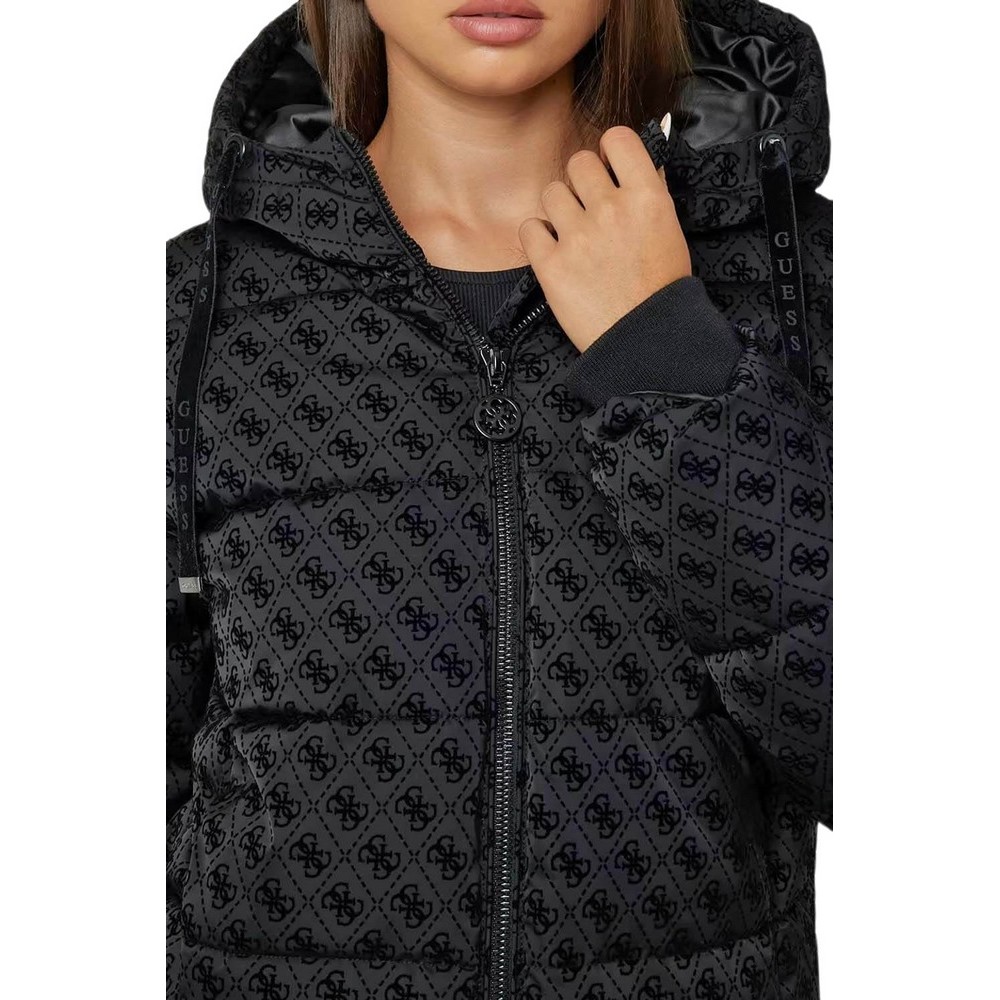 GUESS DAISY PUFFER LOGO FL ΜΠΟΥΦΑΝ ΓΥΝΑΙΚΕΙΟ BLACK