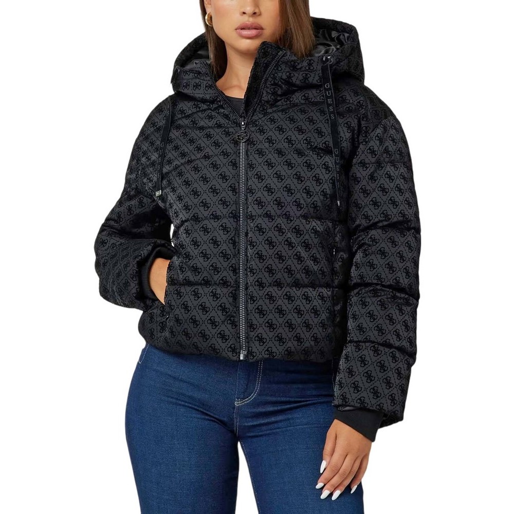 GUESS DAISY PUFFER LOGO FL ΜΠΟΥΦΑΝ ΓΥΝΑΙΚΕΙΟ BLACK