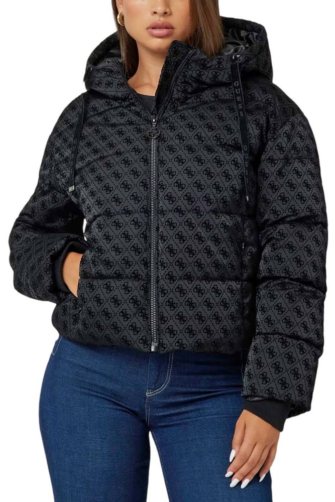 GUESS DAISY PUFFER LOGO FL ΜΠΟΥΦΑΝ ΓΥΝΑΙΚΕΙΟ BLACK