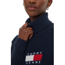 TOMMY HILFIGER MELANGE TRTLNCK FLAG SWEATER ΜΠΛΟΥΖΑ ΠΛΕΚΤΗ ΓΥΝΑΙΚΕΙΑ NAVY