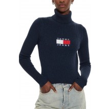 TOMMY HILFIGER MELANGE TRTLNCK FLAG SWEATER ΜΠΛΟΥΖΑ ΠΛΕΚΤΗ ΓΥΝΑΙΚΕΙΑ NAVY